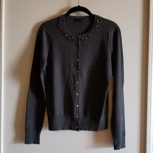 Ann Taylor Grey Cardigan with Stones